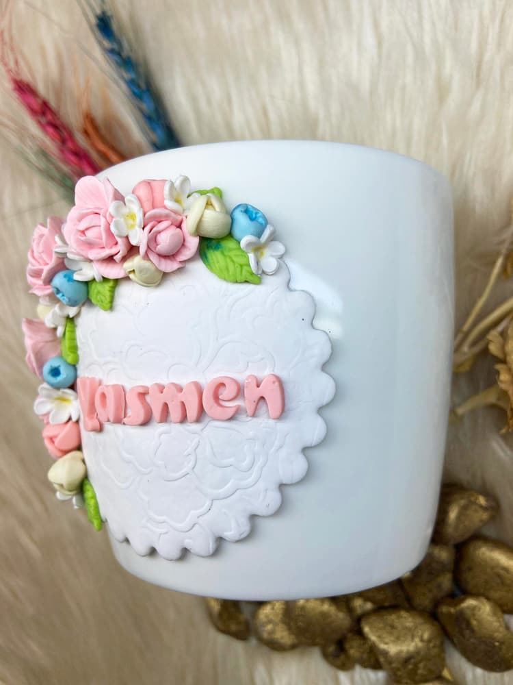 Light Floral Mug - Customized Handmade