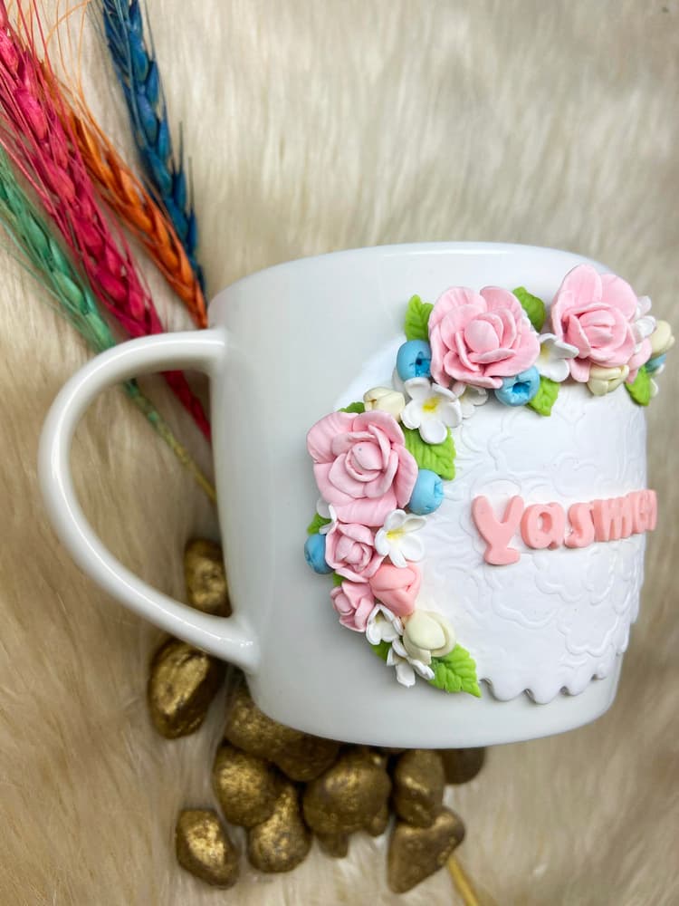 Light Floral Mug - Customized Handmade