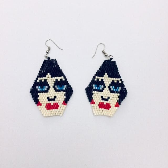 Beaded face woman earring