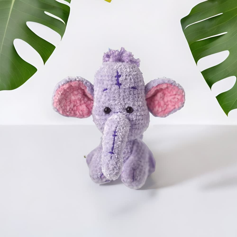 Handmade Amigurumi toy purple elephant - medium size 